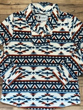 Outback Trading Company Women's White Aztec Fleece Pullover
